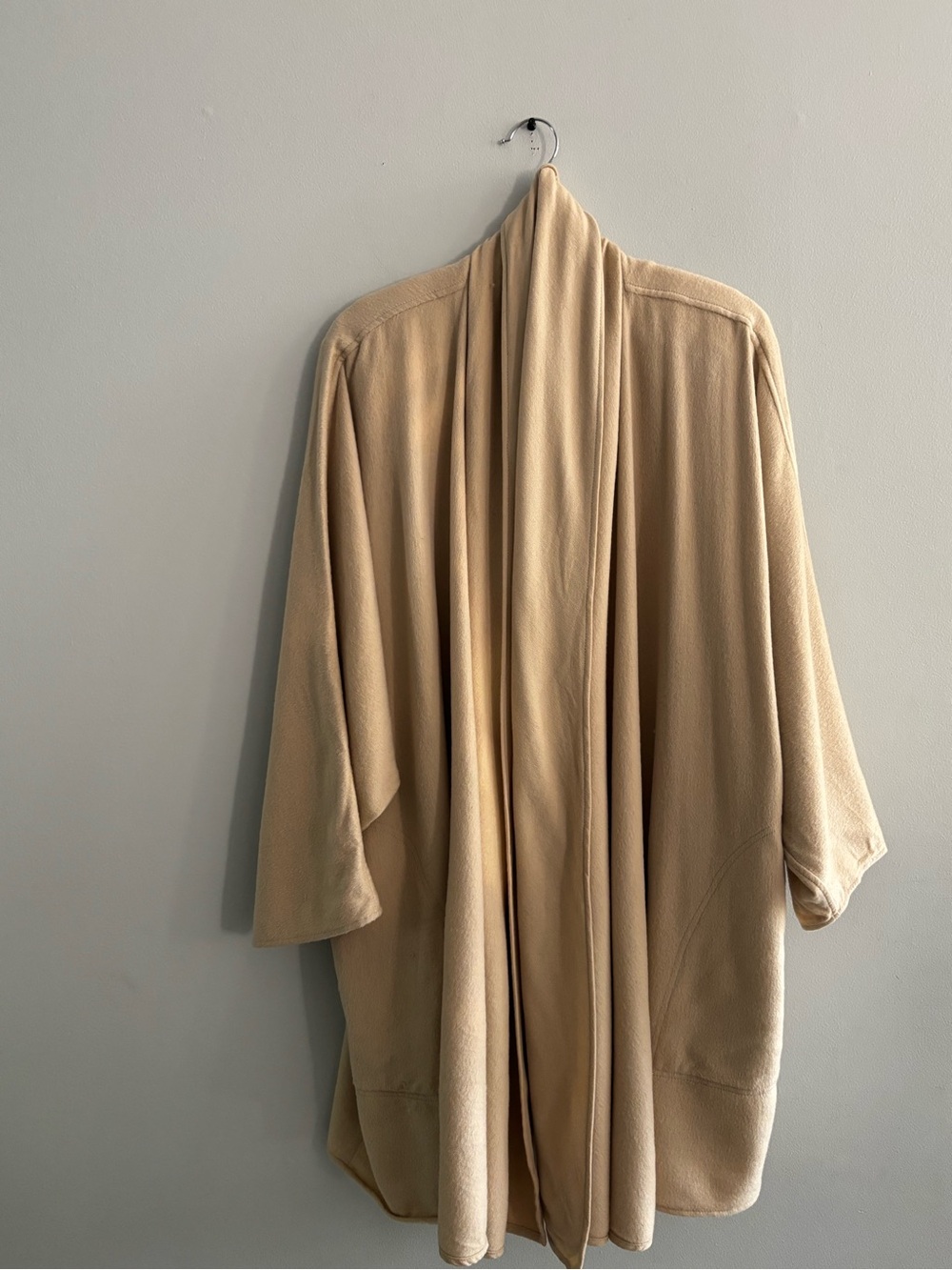 Ramosport 100% Wool Women's Open Front Draped Cardigan Coatigan Tan Size 40